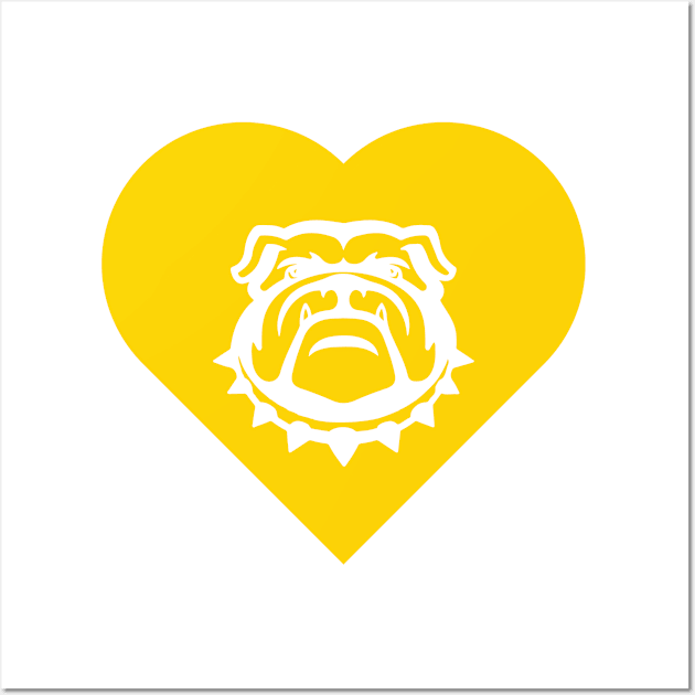 Bulldog Mascot Cares Yellow Wall Art by College Mascot Designs